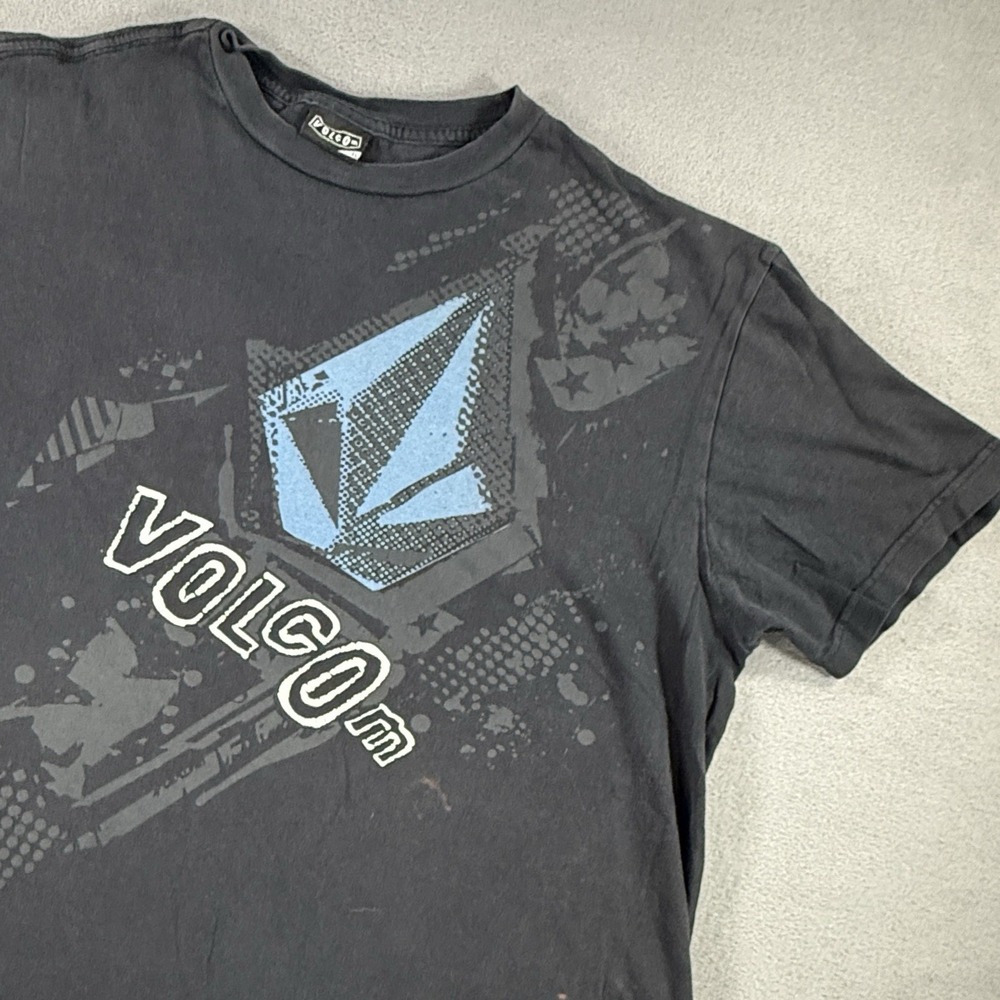 Vintage Volcom Shirt Y2K Grunge Cyber Skater Men's XL Black Faded